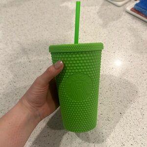 16oz lime green matte studded Starbucks tumbler.